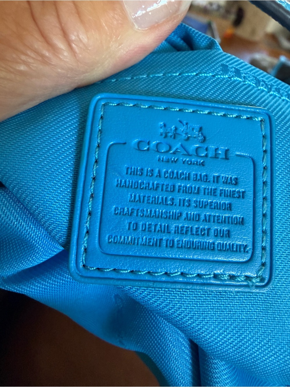 COACH Pebbled Leather Crossbody in Turquoise Blue - Picture 4 of 13